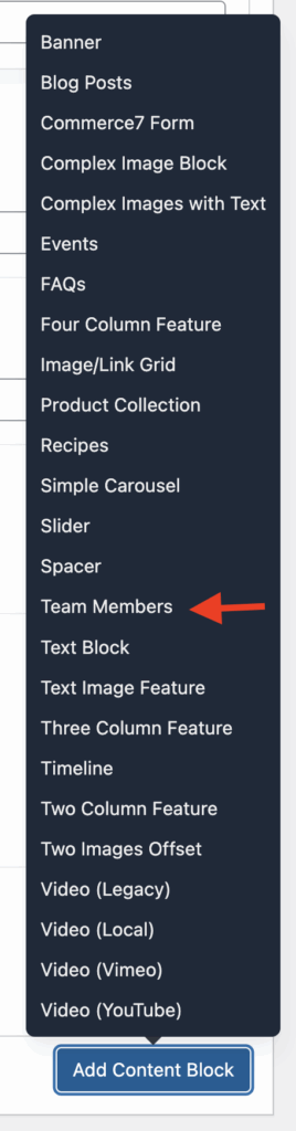 Team member block in list